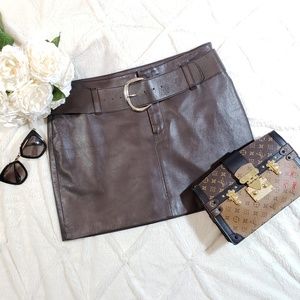 100% Real Leather Donna Lepure Mini Skirt